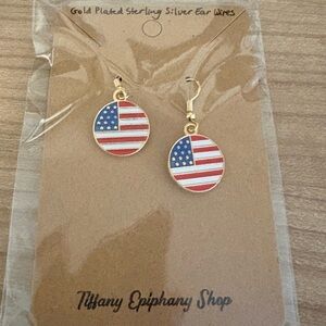 Gold Plated American Flag Earrings